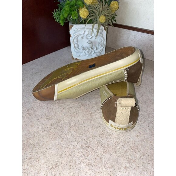 Sorel Womens Casual Slip-Ons Size 8.5 Beige/Brown Canvas & Rubber Handmade Durab - Picture 5 of 7
